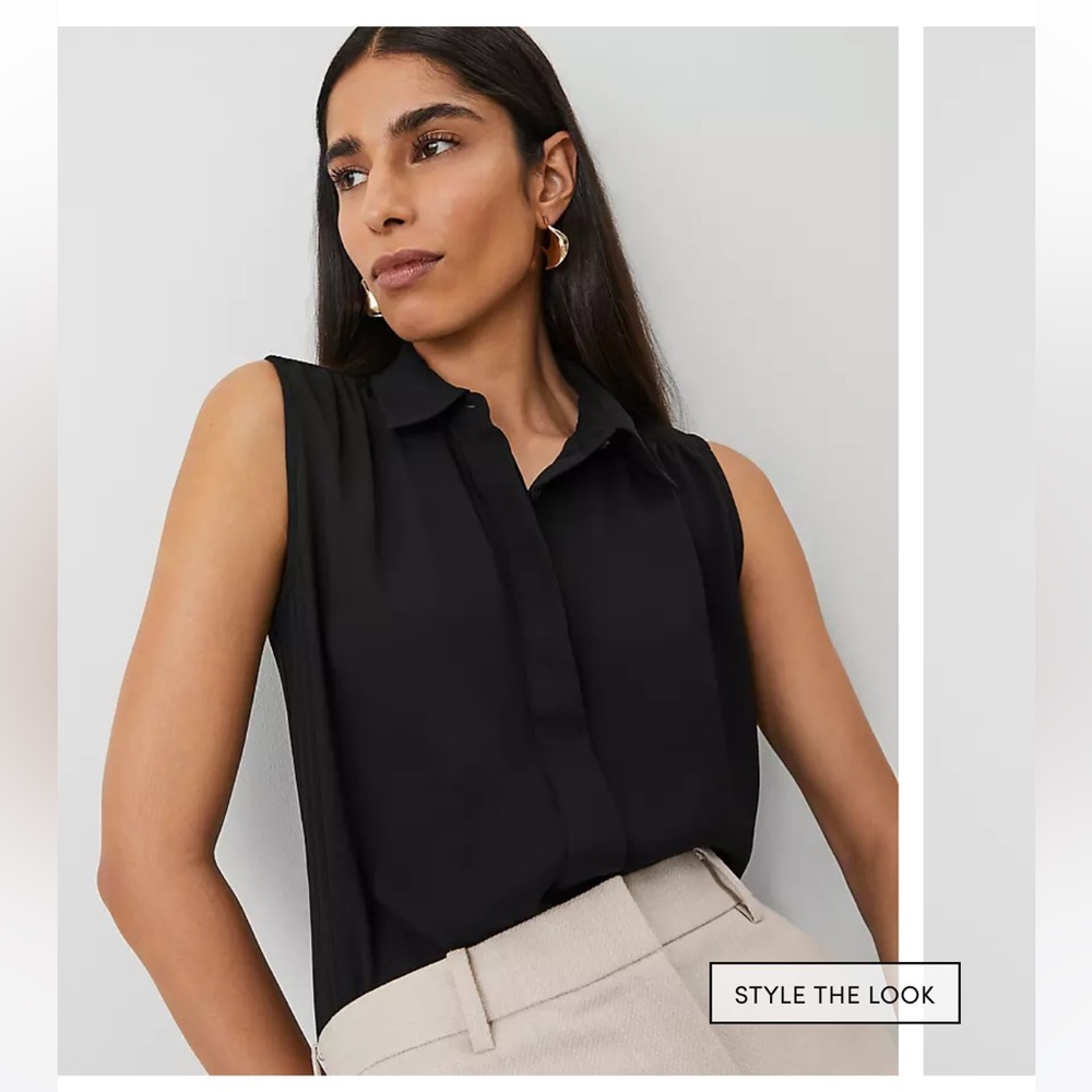 Ann Taylor Classic Black Sleeveless Blouse